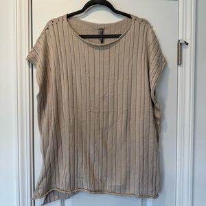 Cynthia Ashby Elegant Beige Ribbed Top